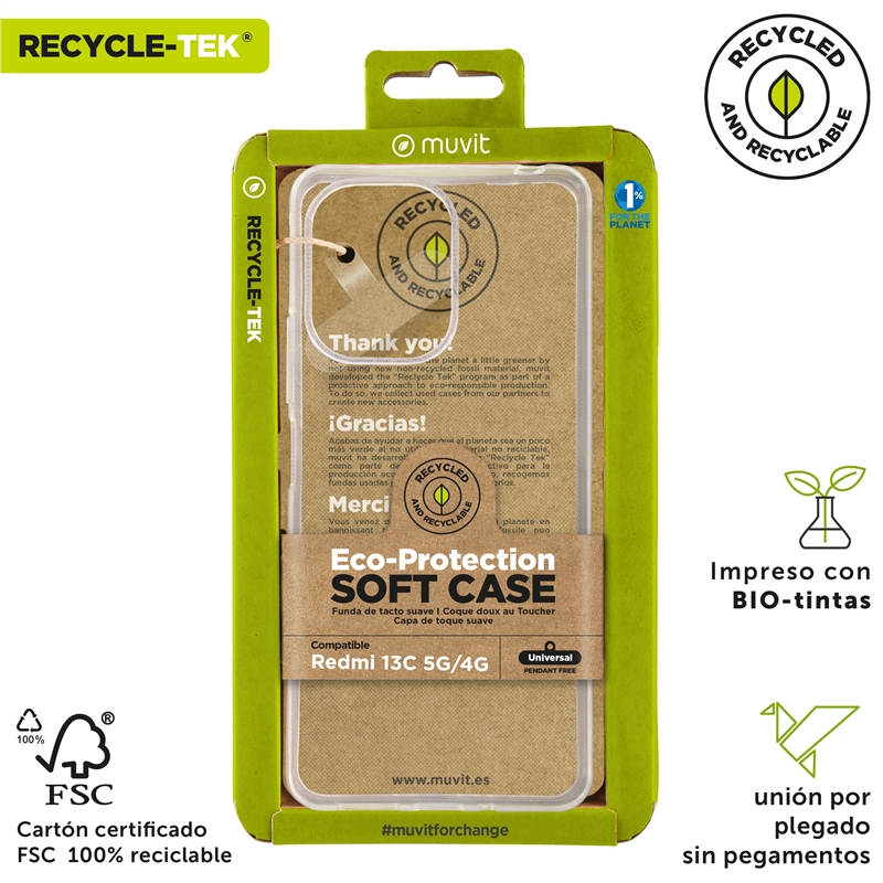 muvit for change funda compatible con Xiaomi Redmi 13C 5G/4G transparente