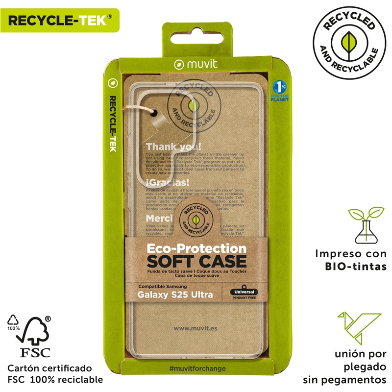 muvit for change funda compatible con Samsung Galaxy S25 Ultra transparente