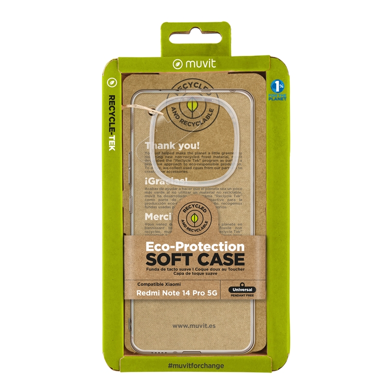 muvit for change funda compatible con Xiaomi Redmi Note 14 Pro 5G transparente