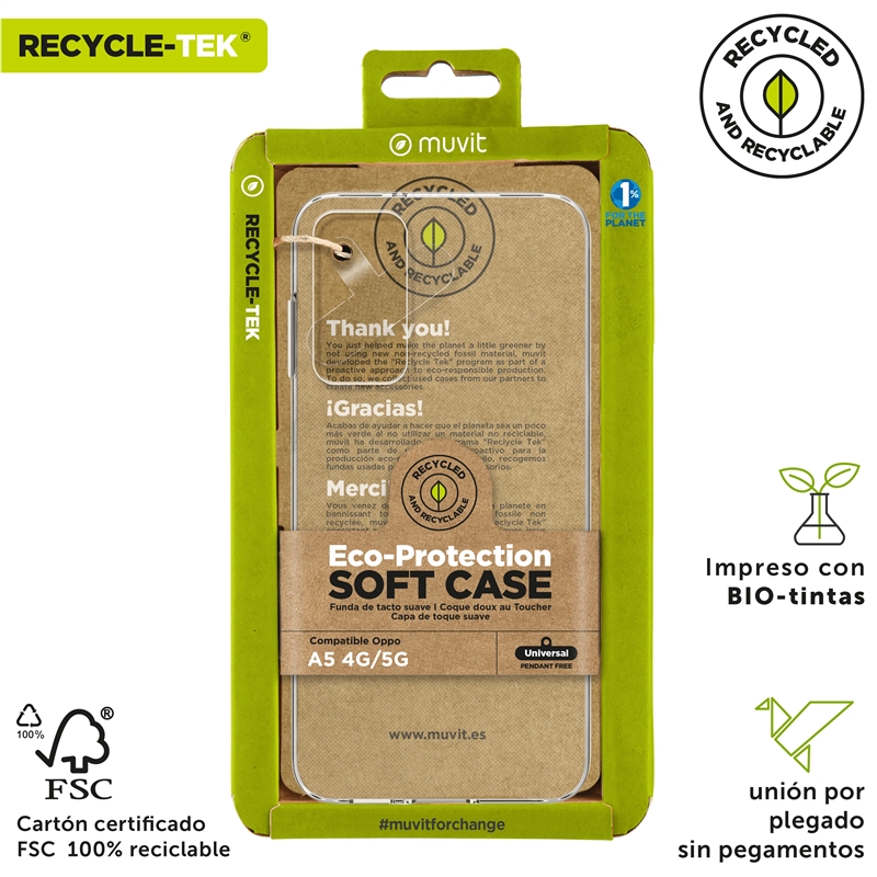 muvit for change funda compatible con Oppo A5 4G/5G transparente