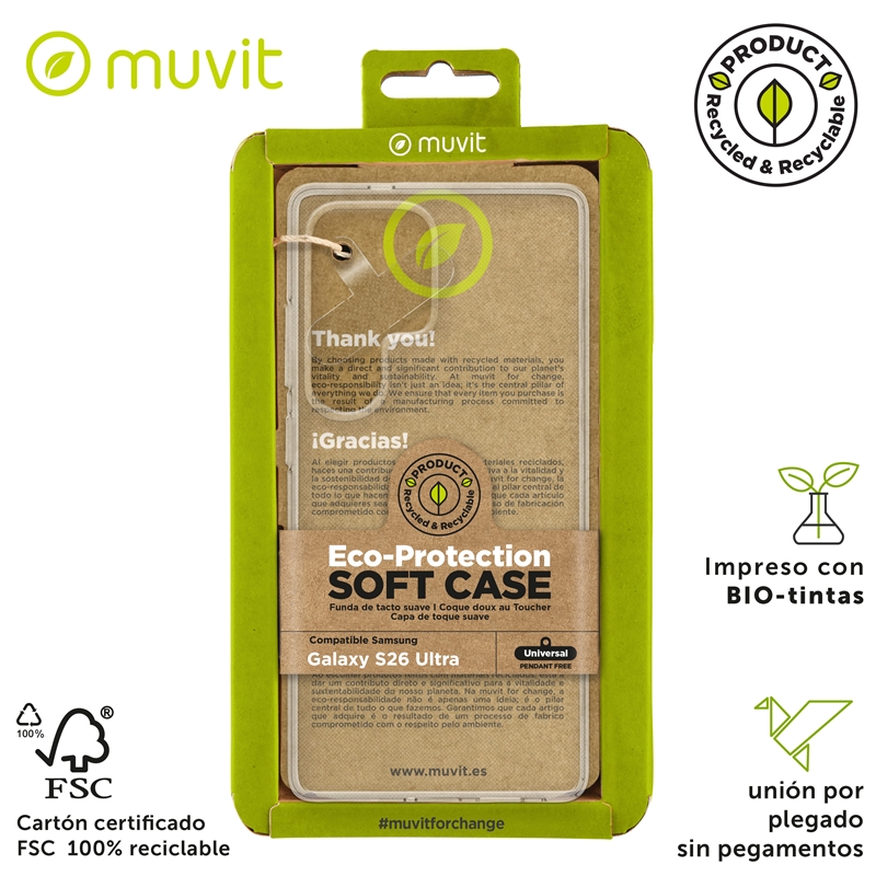muvit for change funda compatible con Samsung Galaxy S26 Ultra transparente