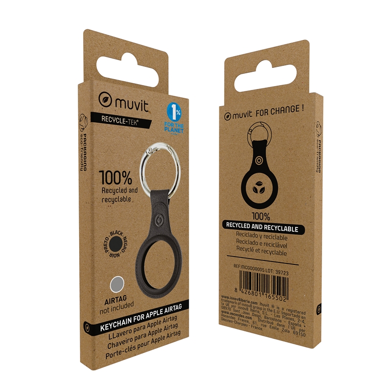 muvit for change funda llavero compatible con Airtag negro