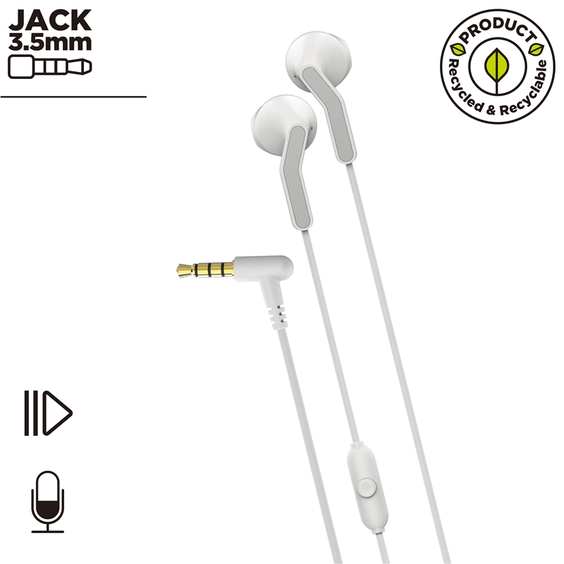 muvit for change auriculares estéreo E56 3.5mm blancos