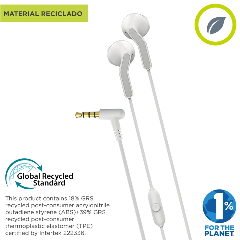 muvit for change auriculares estéreo E56 3.5mm blancos