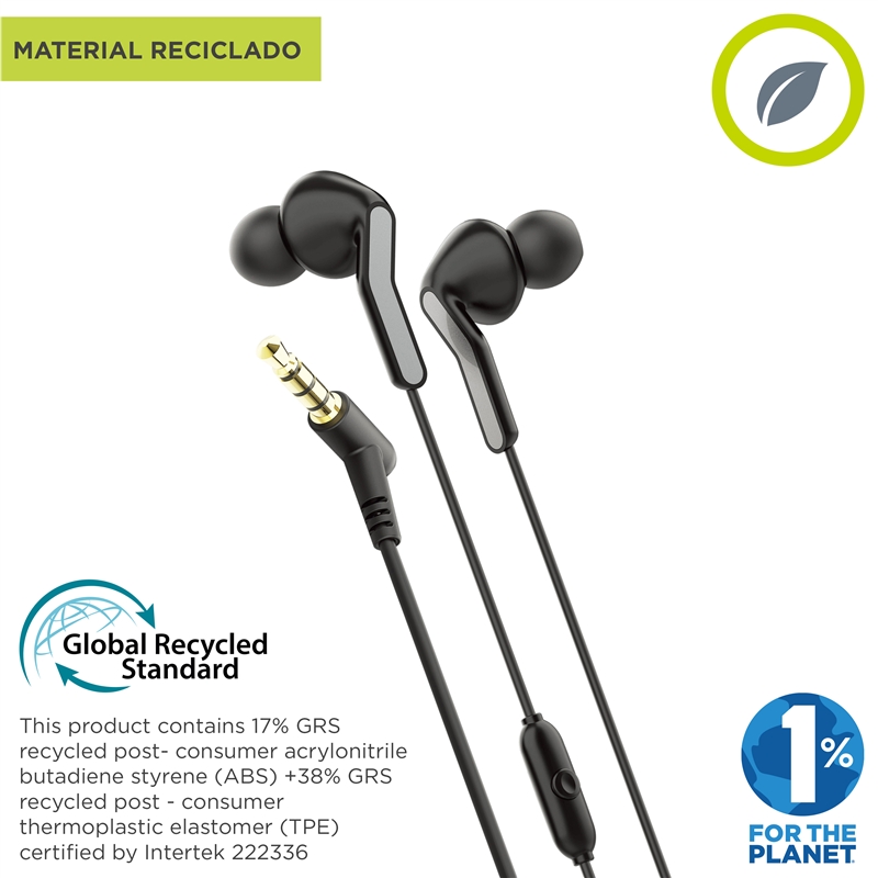 muvit for change auriculares estéreo E57 3.5mm negro