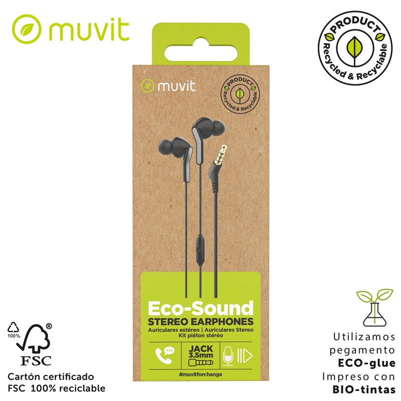 muvit for change auriculares estéreo E57 3.5mm negro
