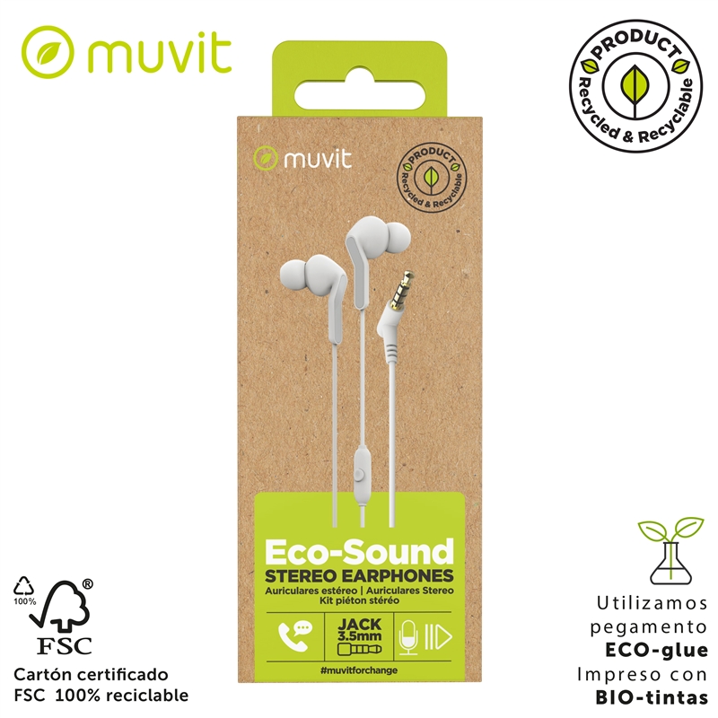 muvit for change auriculares estéreo E57 3.5mm blancos