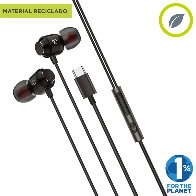muvit for change auriculares estéreo M32 Tipo C magnéticos negros