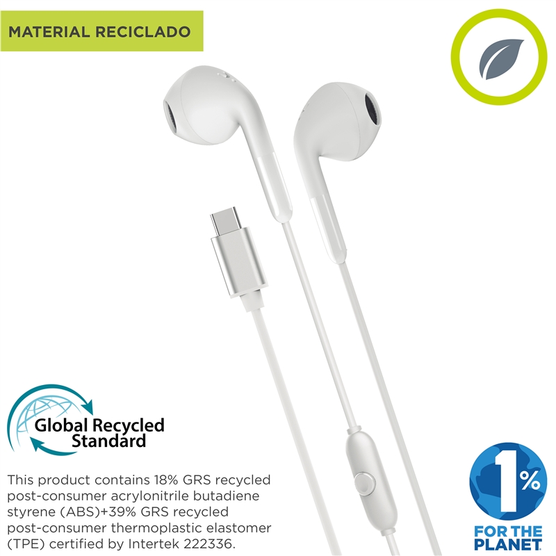 muvit for change auriculares estéreo E58 Tipo C blancos
