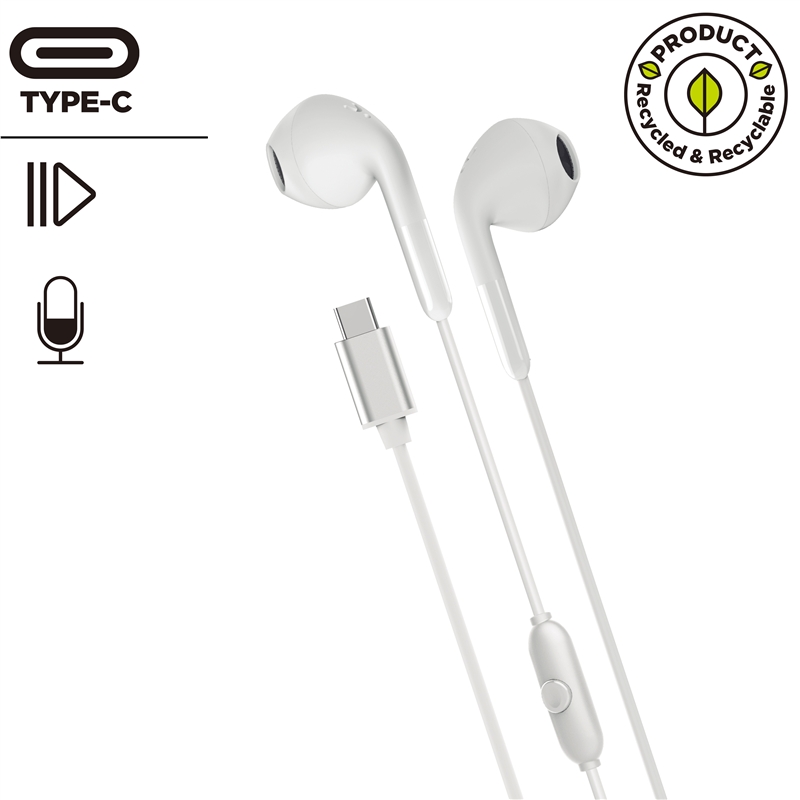 muvit for change auriculares estéreo E58 Tipo C blancos