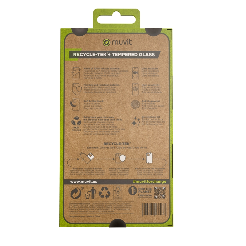 muvit for change funda compatible con Samsung Galaxy A14 4G/5G + protector de pantalla vidrio templado plano