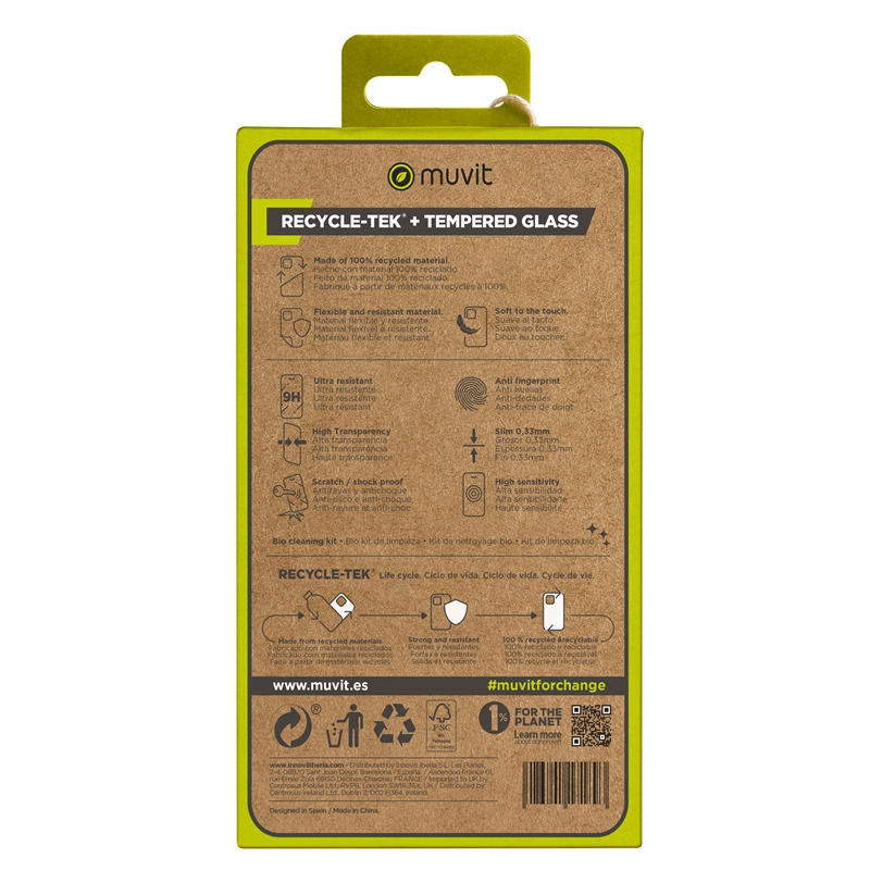 muvit for change funda compatible con Xiaomi Redmi Note 12 5G + protector de pantalla vidrio templado plano