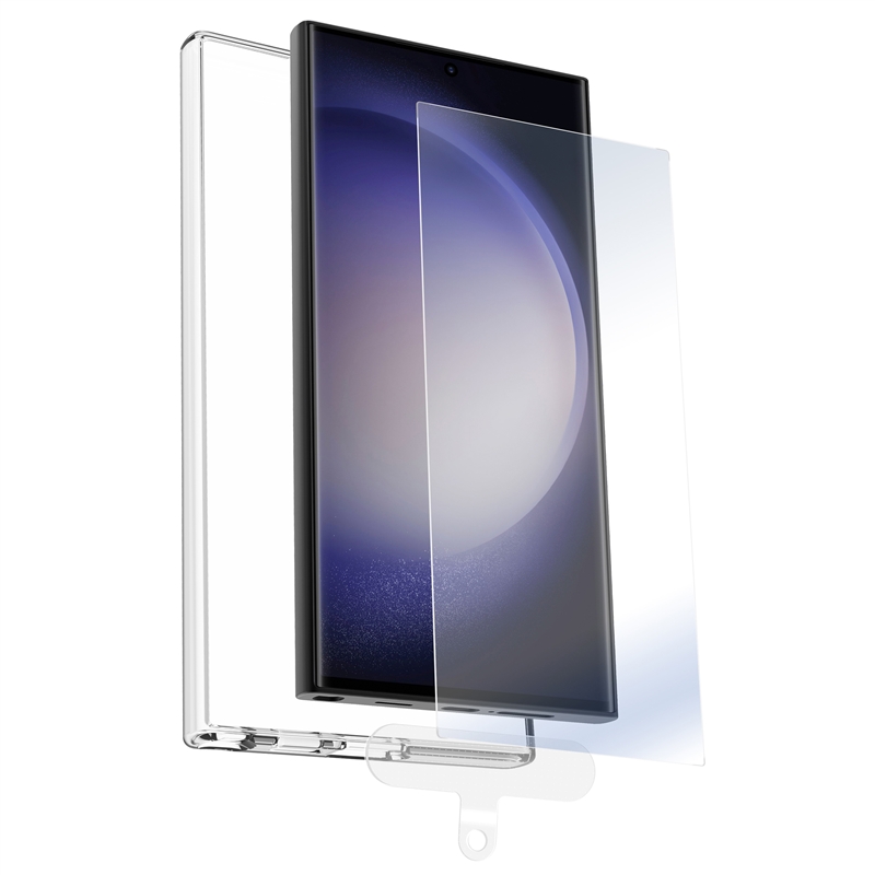 muvit for change funda compatible con Samsung Galaxy S24 Ultra + protector de pantalla vidrio templado plano