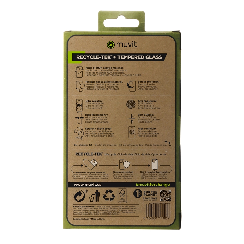 muvit for change funda compatible con Samsung Galaxy S24 Ultra + protector de pantalla vidrio templado plano