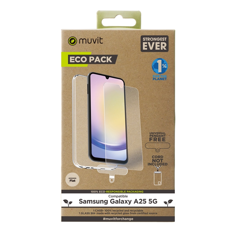muvit for change funda compatible con Samsung Galaxy A25 5G + protector de pantalla vidrio templado plano
