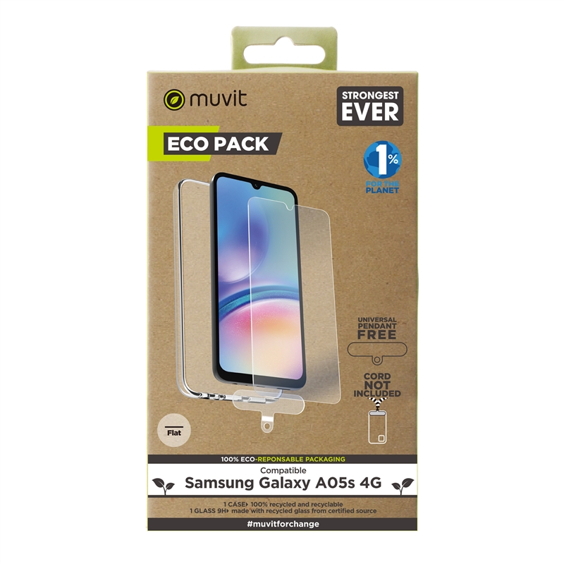 muvit for change funda compatible con Samsung Galaxy A05S 4G + protector de pantalla vidrio templado plano