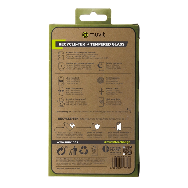 muvit for change funda compatible con Samsung Galaxy A15 5G + protector de pantalla vidrio templado plano