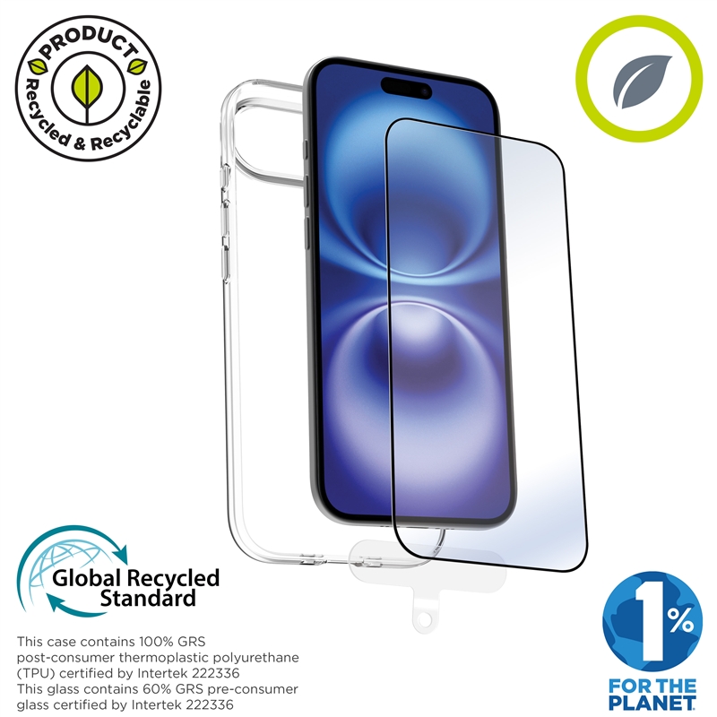 muvit for change funda compatible con Apple iPhone Air + protector de pantalla vidrio templado plano marco negro