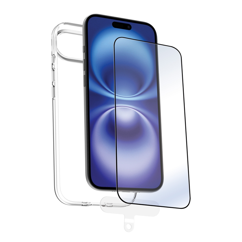 muvit for change funda compatible con Apple iPhone Air + protector de pantalla vidrio templado plano marco negro