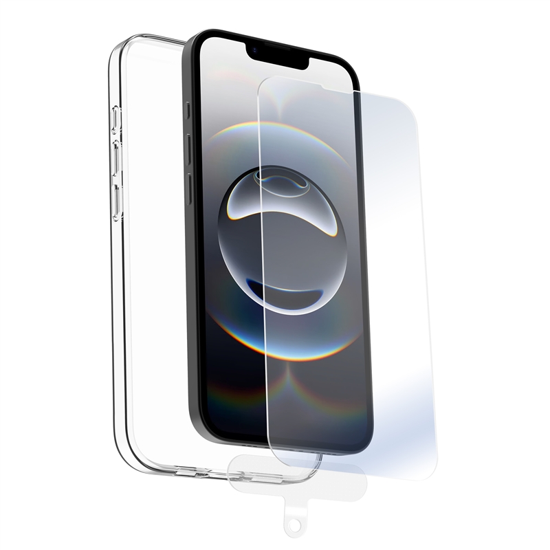 muvit for change funda compatible con Apple iPhone 16e + protector de pantalla vidrio templado plano