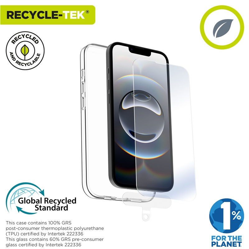 muvit for change funda compatible con Apple iPhone 16e + protector de pantalla vidrio templado plano