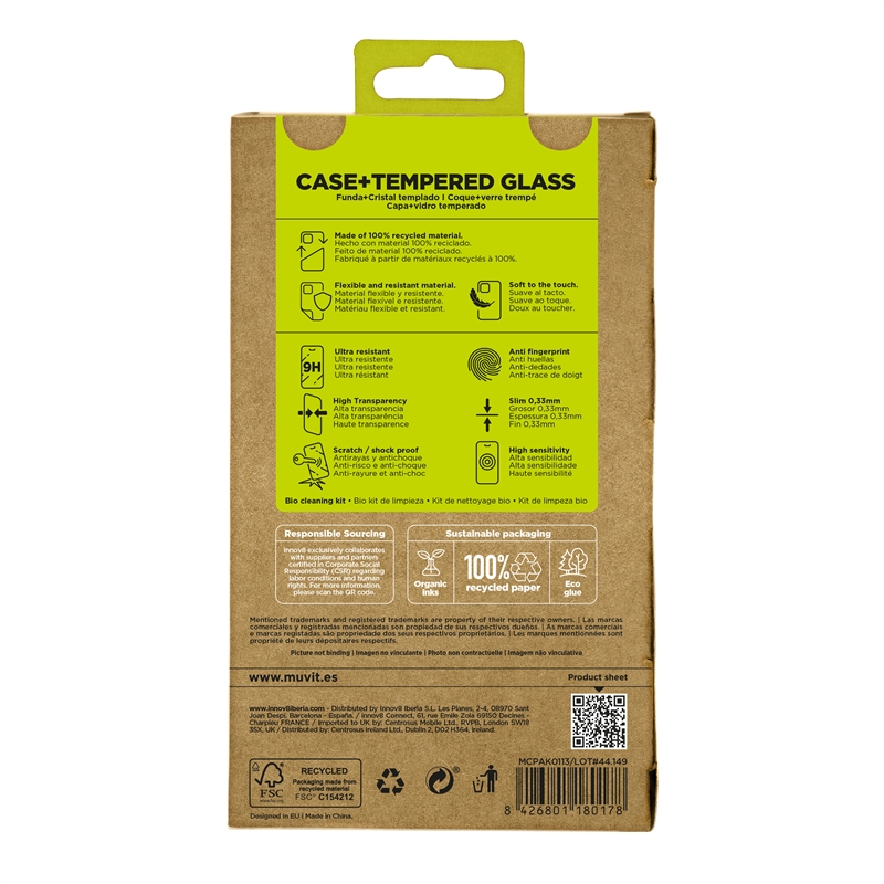 muvit for change funda compatible con Samsung Galaxy S25 FE + protector de pantalla vidrio templado plano