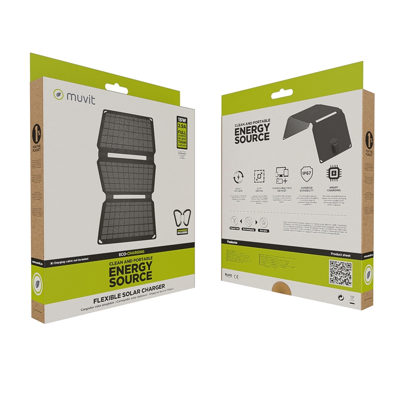muvit for change cargador solar 15w negro