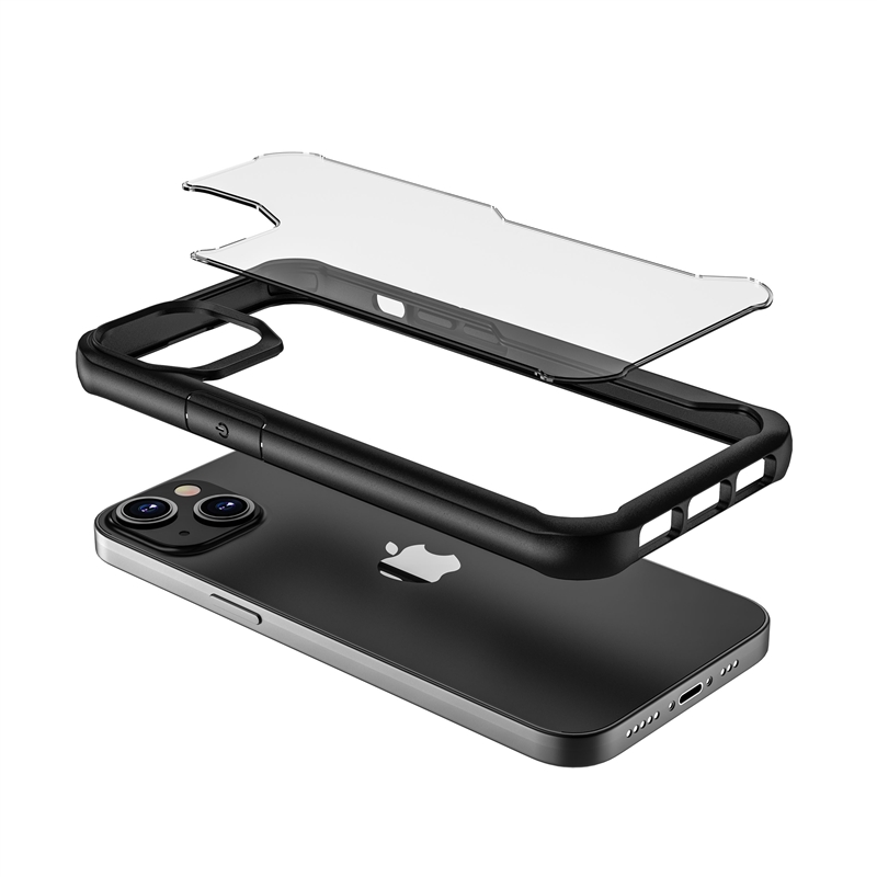 muvit for change funda shockproof 2m compatible con Apple iPhone 13 transparente/negra