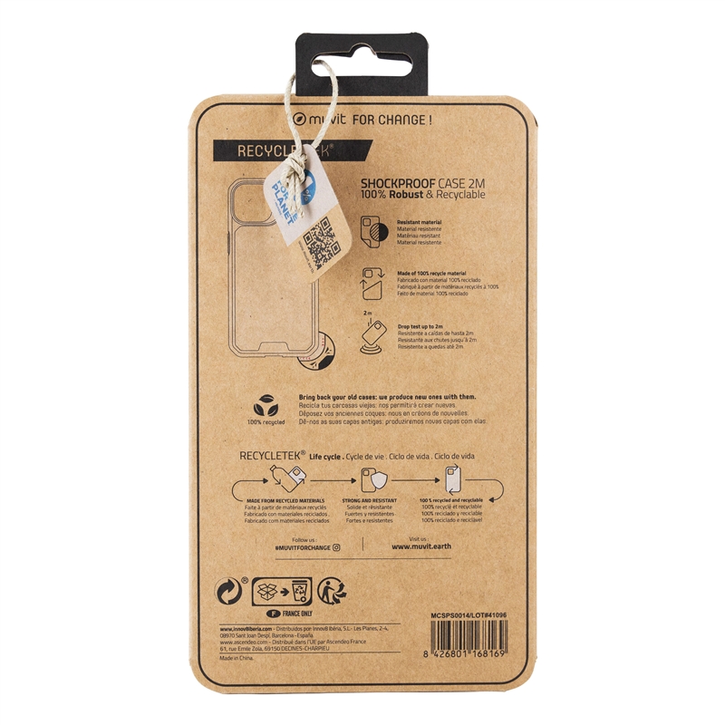 muvit for change funda shockproof 2m compatible con Apple iPhone 13/14 transparente