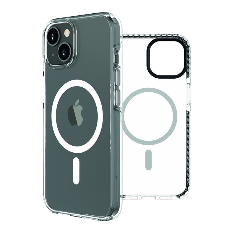 muvit for change funda Magsafe shockproof 3m compatible con Apple iPhone 14 transparente/negra