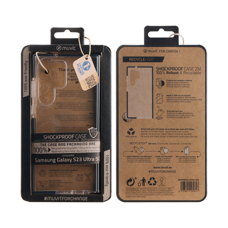 muvit for change funda shockproof 2m compatible con Samsung Galaxy S23 Ultra 5G transparente