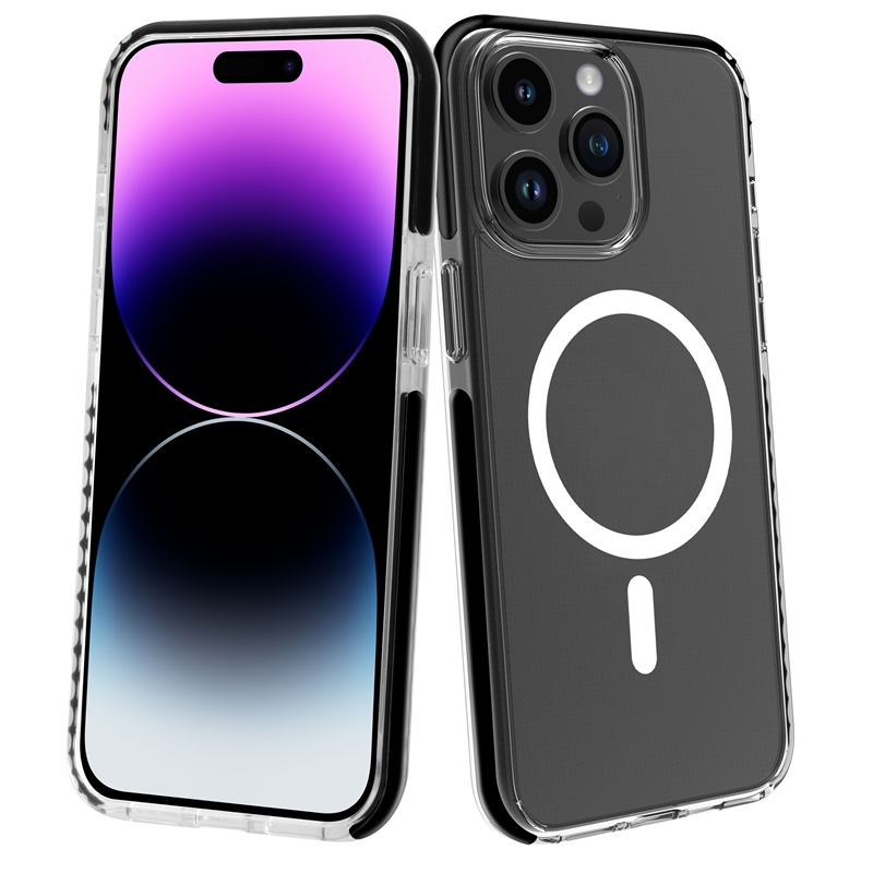 muvit for change funda Magsafe shockproof 3m compatible con Apple iPhone 15 Pro Max transparente/negra