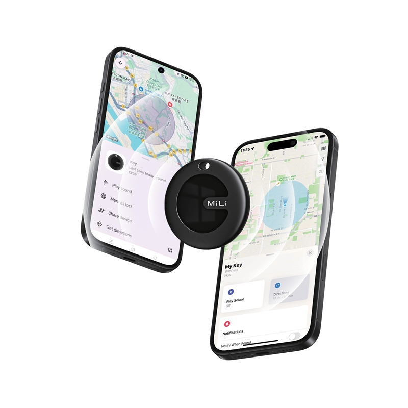 muvit for change by MiLi Localizador compatible con Apple Find My y Google Find My Device negro