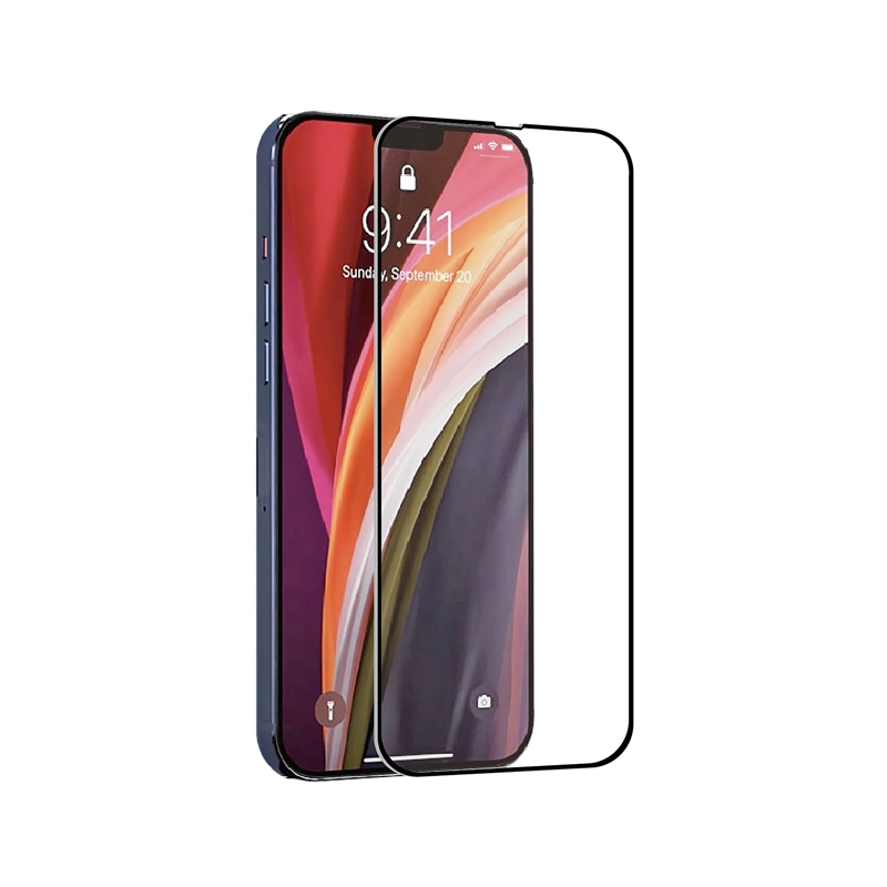 muvit for change protector pantalla compatible con Apple iPhone 13 Mini vidrio templado plano marco negro antibacteriano