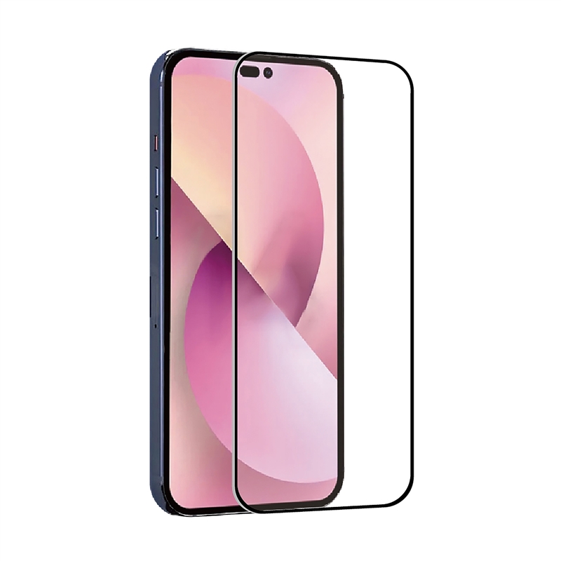 muvit for change protector pantalla compatible con Apple iPhone 14 Pro Max vidrio templado marco negro antibacteriano