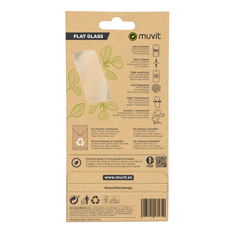 muvit for change protector pantalla anti-reflejo compatible con Apple iPhone 15 Pro Max vidrio templado plano