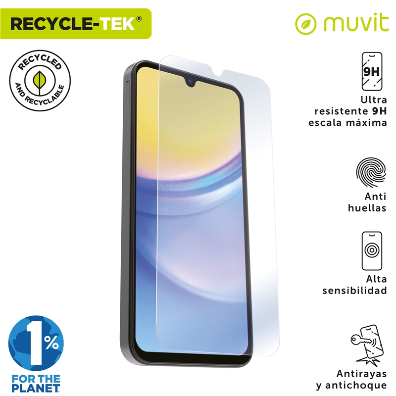 muvit for change protector pantalla compatible con Samsung Galaxy A15 4G/5G vidrio templado plano