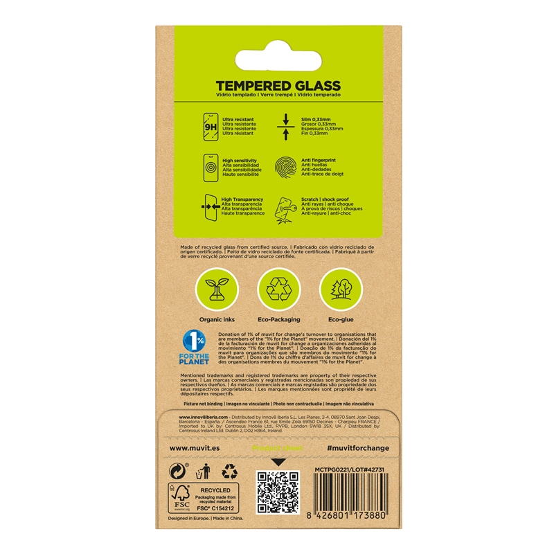 muvit for change protector pantalla compatible con Samsung Galaxy A05S vidrio templado plano