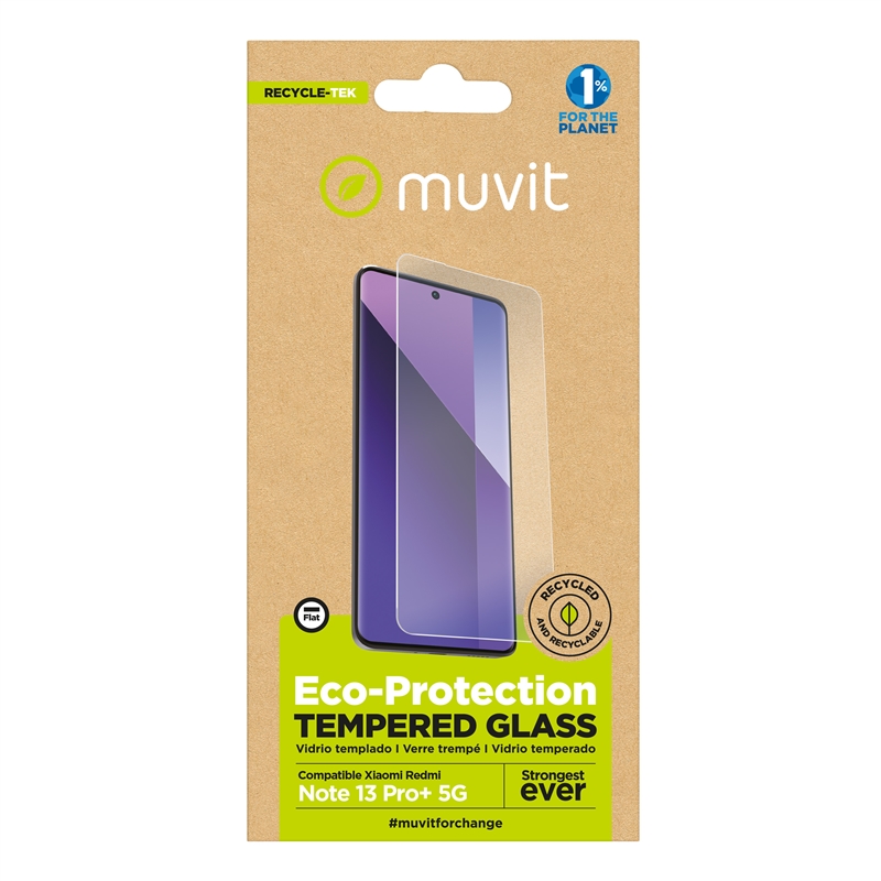 muvit for change protector pantalla compatible con Xiaomi Redmi Note 13 Pro+ 5G vidrio plano