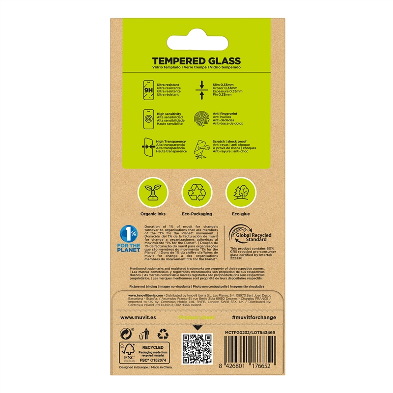 muvit for change protector pantalla compatible con Samsung Galaxy S25/S24 vidrio templado plano marco negro