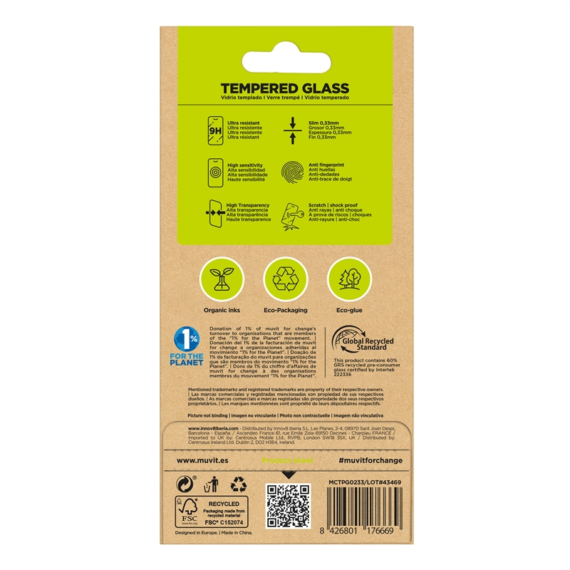 muvit for change protector pantalla compatible Samsung Galaxy S25 Plus/S24 Plus vidrio templado marco negro