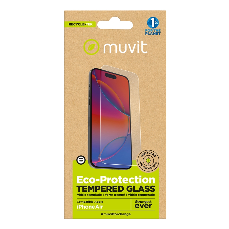 muvit for change protector pantalla compatible con Apple iPhone Air vidrio templado plano