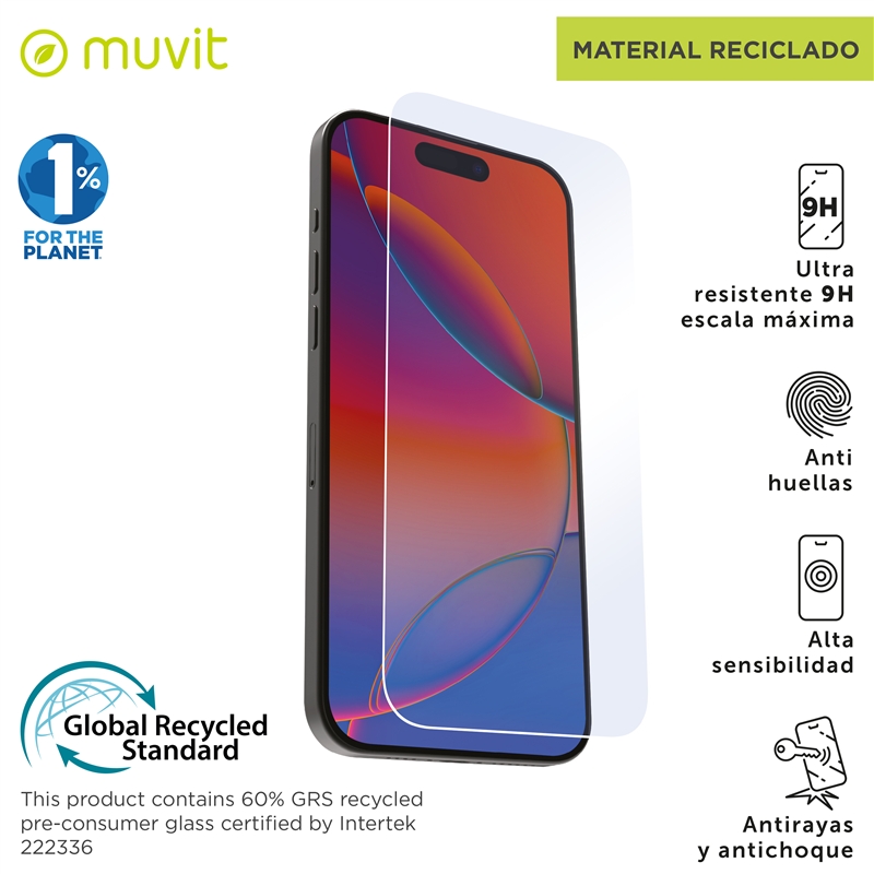 muvit for change protector pantalla compatible con Apple iPhone Air vidrio templado plano