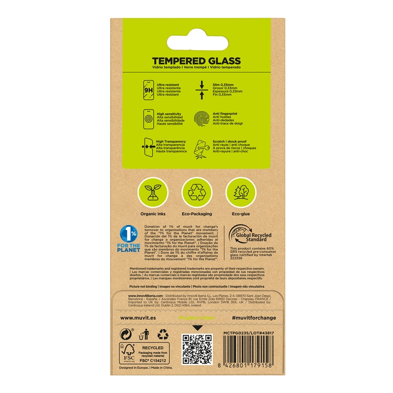 muvit for change protector pantalla compatible con Apple iPhone Air vidrio templado plano