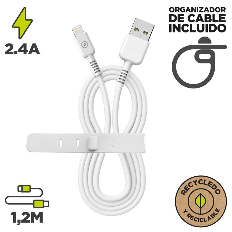 muvit for change cable USB a Lightning MFI 2,4A/12W 1,2m blanco