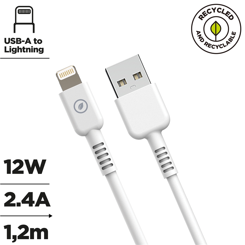 muvit for change cable USB a Lightning MFI 2,4A/12W 1,2m blanco
