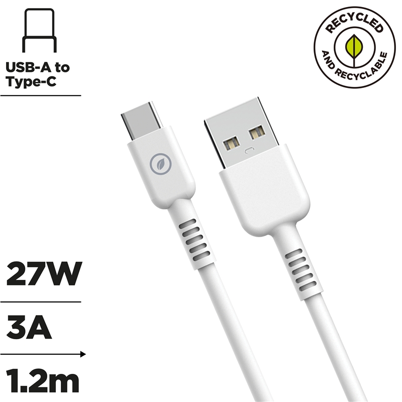muvit for change cable USB a Tipo C 3A/27W 1.2m blanco