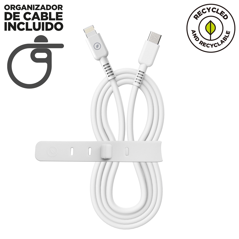 muvit for change cable Tipo C a Lightning MFI 3A/27W 1,2m blanco
