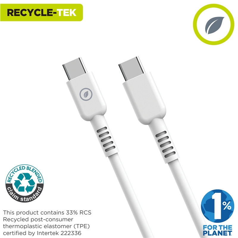 muvit for change cable Tipo C a Tipo C 3A/60W 1.2m blanco