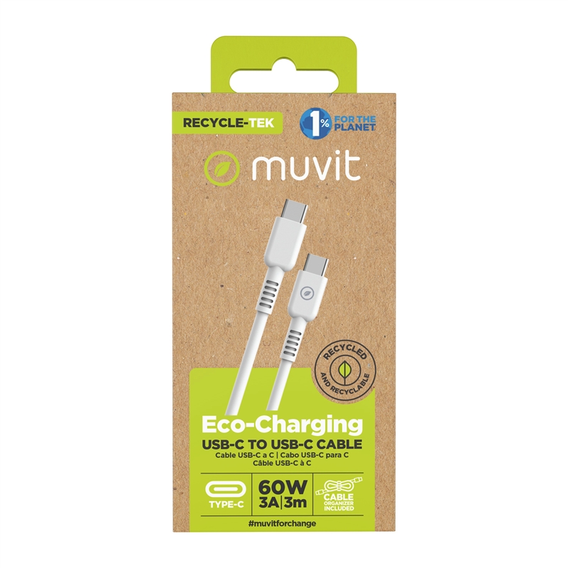 muvit for change cable Tipo C a Tipo C 3A/60W 3m blanco